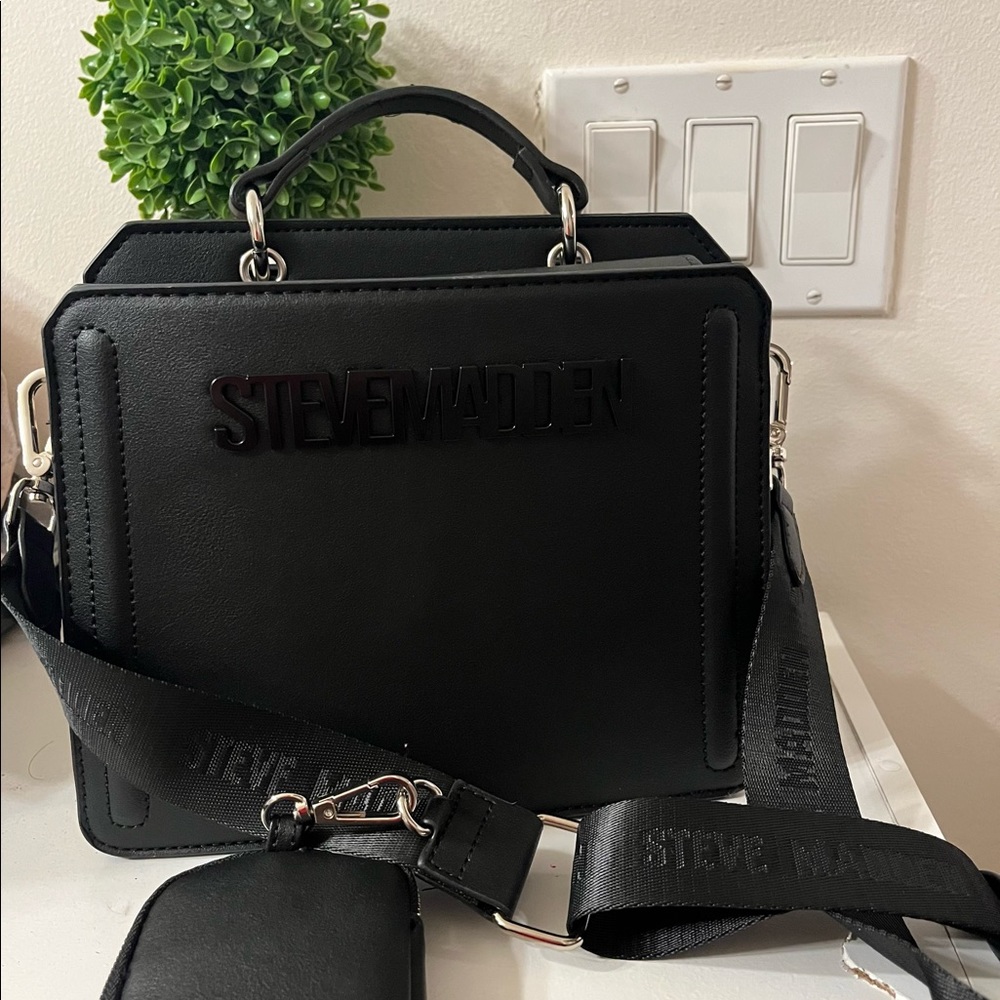 Steve Madden Black Structured Crossbody Bag